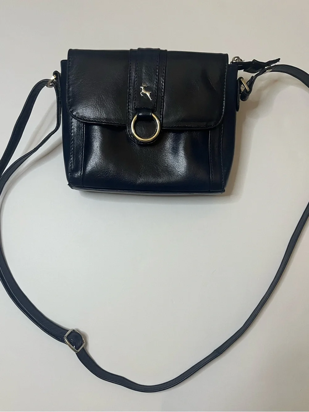 Navy 100% Leather Ashwood Crossbody Shoulder Strap Silver Accent Women’s Small